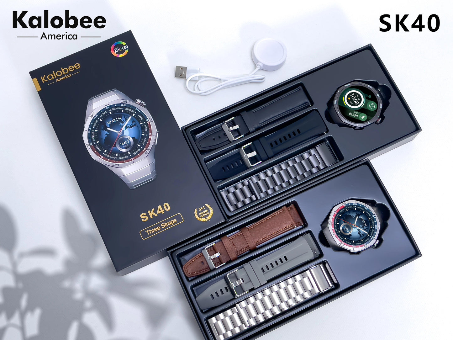 Kalobee America SK40 Smart Watch + 3 Straps
