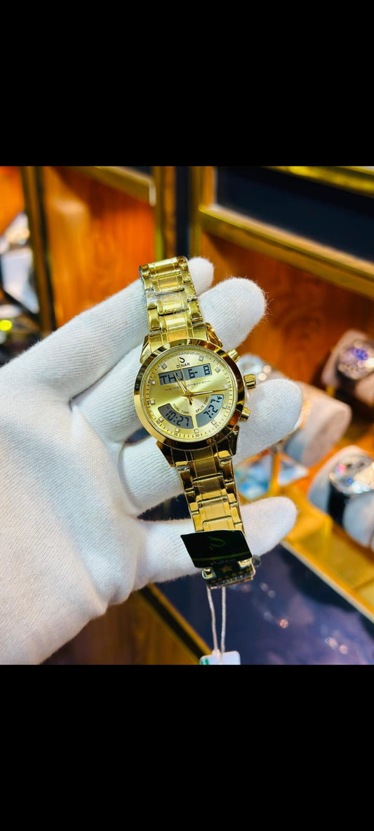 Stainless Steel & Strip Dual Time Watch with Azan, Qibla, Prayer Alarm